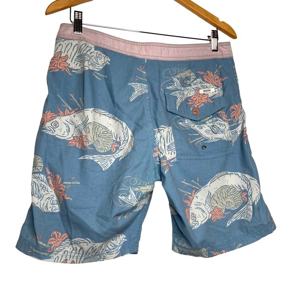 Katin Surf Co Lightweight Snap Fly Board, Swim Shorts. Fish Print, Men's 29, EUC - Picture 2 of 11